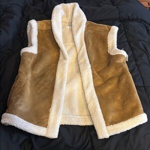Tan and Cream Sherpa-Lined Vest